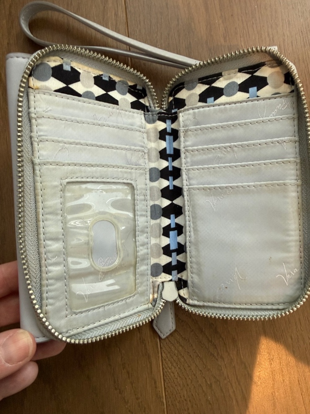 Vera Bradley Pale Gray Wristlet Clutch with Strap - Picture 2 of 5